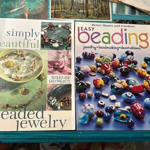 Beaded jewelry set of two books one like new condition the other gently